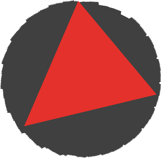 A circle shape with a red triangle