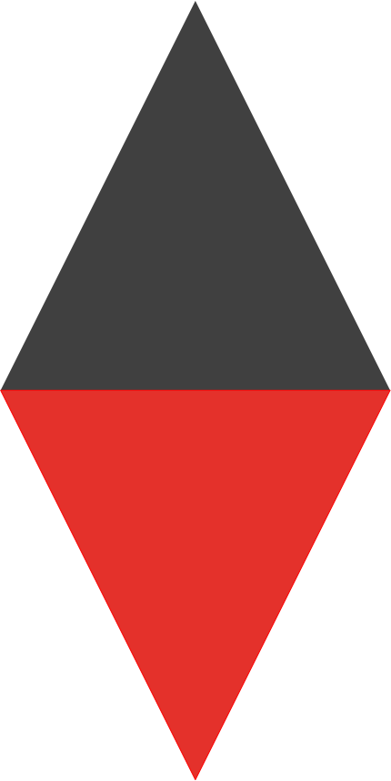 A diamond shape with a red triangle