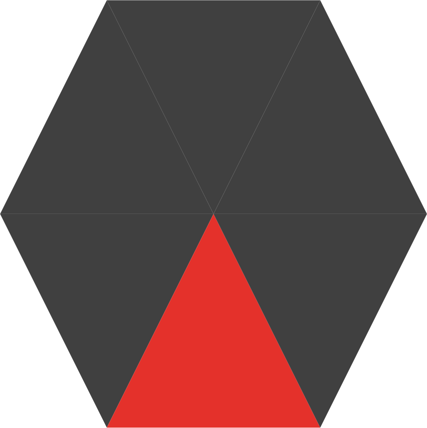 A hexagon shape with a red triangle