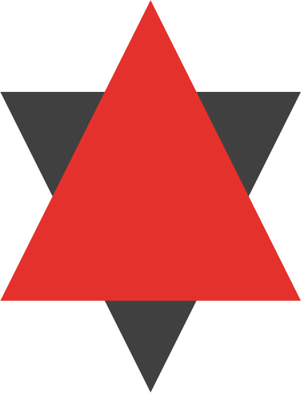A circle shape with a red triangle